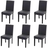 MCW 6er-Set Esszimmerstuhl Stuhl Küchenstuhl Littau Kunstleder, grau matt,