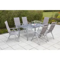 Gardenson Gartenmöbel, Set 7-tlg. Taviano Metall/Textil/Glas