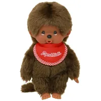 Monchhichi Plüschfigur Junge Dunkelhäutig mit Latz rot/braun 20cm