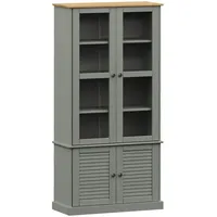 VidaXL Vitrine VIGO Grau 85x35x170 cm Massivholz Kiefer