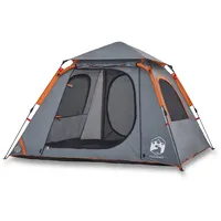 VidaXL Kuppel-Campingzelt 4 Personen Grau und Orange Quick Release