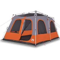 VidaXL Kuppel-Familienzelt 8 Personen Grau und Orange Quick Release