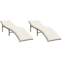 VidaXL Sonnenliegen 2 Stk. mit Auflagen Beige Poly Rattan