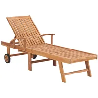 VidaXL Sonnenliege mit Auflage Hellgrün Massivholz Teak