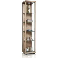 K-Möbel Glasvitrine, Sonoma Eiche, Glas, 4 Fächer, Rechteckig, 37x176x33