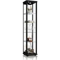 K-Möbel Glasvitrine, Schwarz, Glas, 4 Fächer, Rechteckig, 37x176x33 cm,