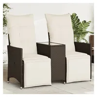 VidaXL Gartensofa 2-Sitzer Verstellbar mit Tisch Braun Poly Rattan
