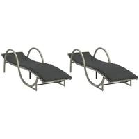 VidaXL Sonnenliegen 2 Stk. mit Auflagen Hellgrau Poly Rattan