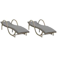 VidaXL Sonnenliegen 2 Stk. mit Auflagen Beige Poly Rattan