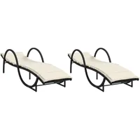 VidaXL Sonnenliegen 2 Stk. mit Auflagen Schwarz Poly Rattan