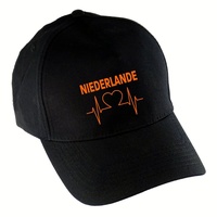 Multifanshop Baseballcap - Niederlande - Herzschlag - Druck orange