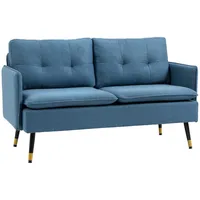 Homcom 2 Sitzer Sofa mit Dickem Kissen, Leinenoptik, Polstersofa
