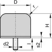 Magni Kran Gummi Puffer 1 Gewindebolzen D160 H131 M16x44