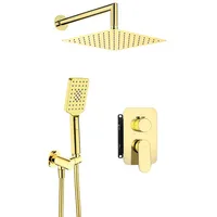 Lomadox Duschsystem Unterputz, mit Mischbox und Regendusche in gold