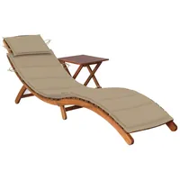 VidaXL Sonnenliege mit Tisch und Auflage Massivholz Akazie Polsterfarbe