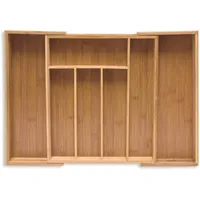 Relaxdays Besteckkasten, ausziehbar, Bambus Schubladeneinsatz hoch, 6,5x38x35,5 cm, Besteckeinsatz