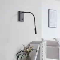 LUCANDE LED-Leseleuchte Hetti, schwarz, Metall, 14 cm hoch