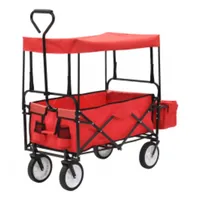 VidaXL Klappbarer Handwagen mit Sonnendach Stahl Rot