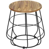 Mendler Beistelltisch HWC-A80, Nachttisch Kaffeetisch, Industriedesign Echtholz MVG Ø35cm