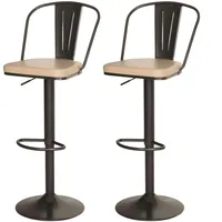 Mendler 2er-Set Barhocker HWC-H10a, Tresenhocker Barstuhl, höhenverstellbar drehbar Industrial