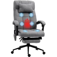 Vinsetto Bürostuhl mit Massagefunktion, Ergonomisch Schreibtischstuhl mit Liegefunktion, Lendenheizung,