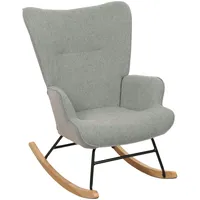 Mendler Schaukelstuhl HWC-N14, Schwingstuhl Relaxsessel Fernsehsessel, Massiv-Holz Metall Stoff/Textil