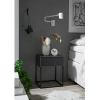 Stella Trading Marle Graphit - Moderner Nachtschrank mit Schublade