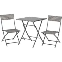 Outsunny Bistroset grau Kunststoff, Gartenmöbel Gartenmöbel-Sets