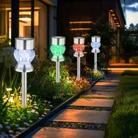 GLOBO Außenleuchte Solarlampe Gartendeko RGB Farbwechsel Glaskristalle Steckleuchte, Edelstahl