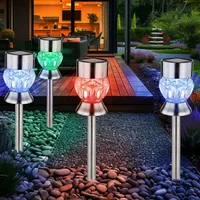 GLOBO Außenlampe Solarleuchte Gartendeko RGB Farbwechsel Glaskristalle Steckleuchte, Edelstahl