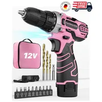 Fahefana Akkuschrauber 12V Pink Rosa, Akkubohrer Klein, Akku Bohrschrauber