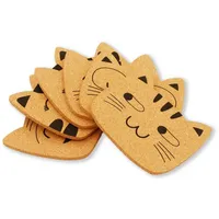 Winkee - Katzen Familie I 6 Verschiedene Katzengesichter Korkuntersetzer