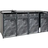 Mendler 4er Mülltonnenverkleidung HWC-J82, Mülltonnenbox, erweiterbar, Metall 100kg, anthrazit