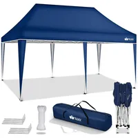 Tillvex Pavillon 3x6m Blau wasserdicht Pop-Up Faltpavillon höhenverstellbar Gartenzelt