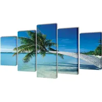 VidaXL Bilder Dekoration Set Strand mit Palmen 200 x