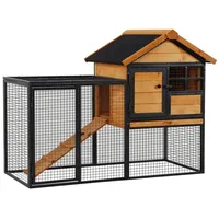 PawHut Kaninchenstall mit Freilaufgehege 122 x 63 x 92