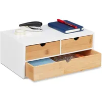 Relaxdays Schreibtisch Organizer, 3 Schubladen, für Büroutensilien, HxBxT: 14
