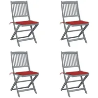 VidaXL Klappbare Gartenstühle 4 Stk. mit Kissen Massivholz Akazie