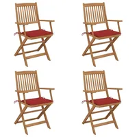 VidaXL Klappbare Gartenstühle 4 Stk. mit Kissen Massivholz Akazie