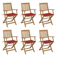 VidaXL Klappbare Gartenstühle 6 Stk. mit Kissen Massivholz Akazie