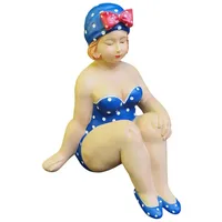Aspinaworld Gartenfigur - mollige sitzende Blaue Badenixe Figur 19