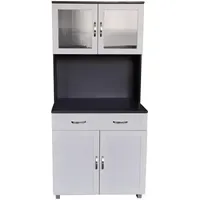 Hti-Living Küchenbuffet mit Glasteil Grau/Weiß