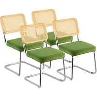 Vevor Rattan-Stühle, 4er-Set, Moderner Esszimmerstuhl, Gepolsterter Samt-Akzentstuhl mit Rattan-Rückenlehne,