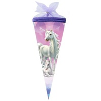 NESTLER Schultüte Einhorn Märchenwald 22cm rund mit Tüllverschluss