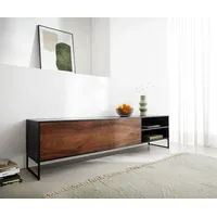 DeLife Lowboard Vaag 200 cm Sheesham Natur Mango Schwarz