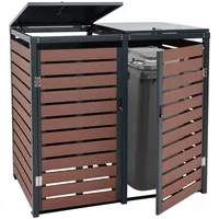 Mendler 2er Mülltonnenverkleidung HWC-K14, Mülltonnenbox Mülltonnenabdeckung, 119x134x84cm WPC Metall