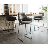 DeLife Barstuhl Alja-Flex Mikrofaser Anthrazit Vintage Kufengestell Metall Schwarz