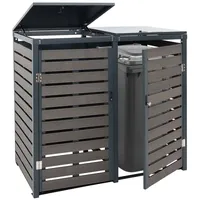 Mendler 2er Mülltonnenverkleidung HWC-K14, Mülltonnenbox Mülltonnenabdeckung, 119x134x84cm WPC Metall