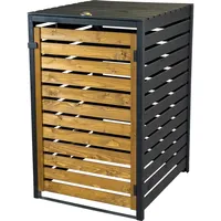 Dobar dobar® Mülltonnenverkleidung 240 L schwarz-braun, 77x87x121 cm