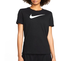 Nike Damen Df Swoosh T-Shirt, Schwarz/Weiß, L